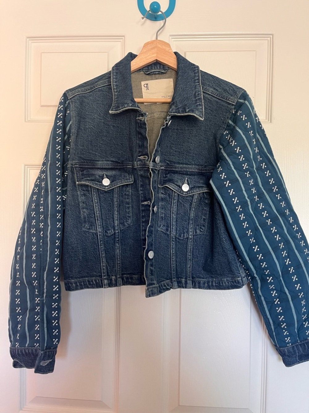 Anthropologie (Pilcro) Denim Jacket with Butter-Soft, Quilted Sleeves